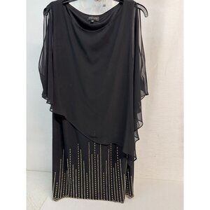 Womans Escape  Sheer Capelet Black Sheath Sz 10- Beaded Knee Length